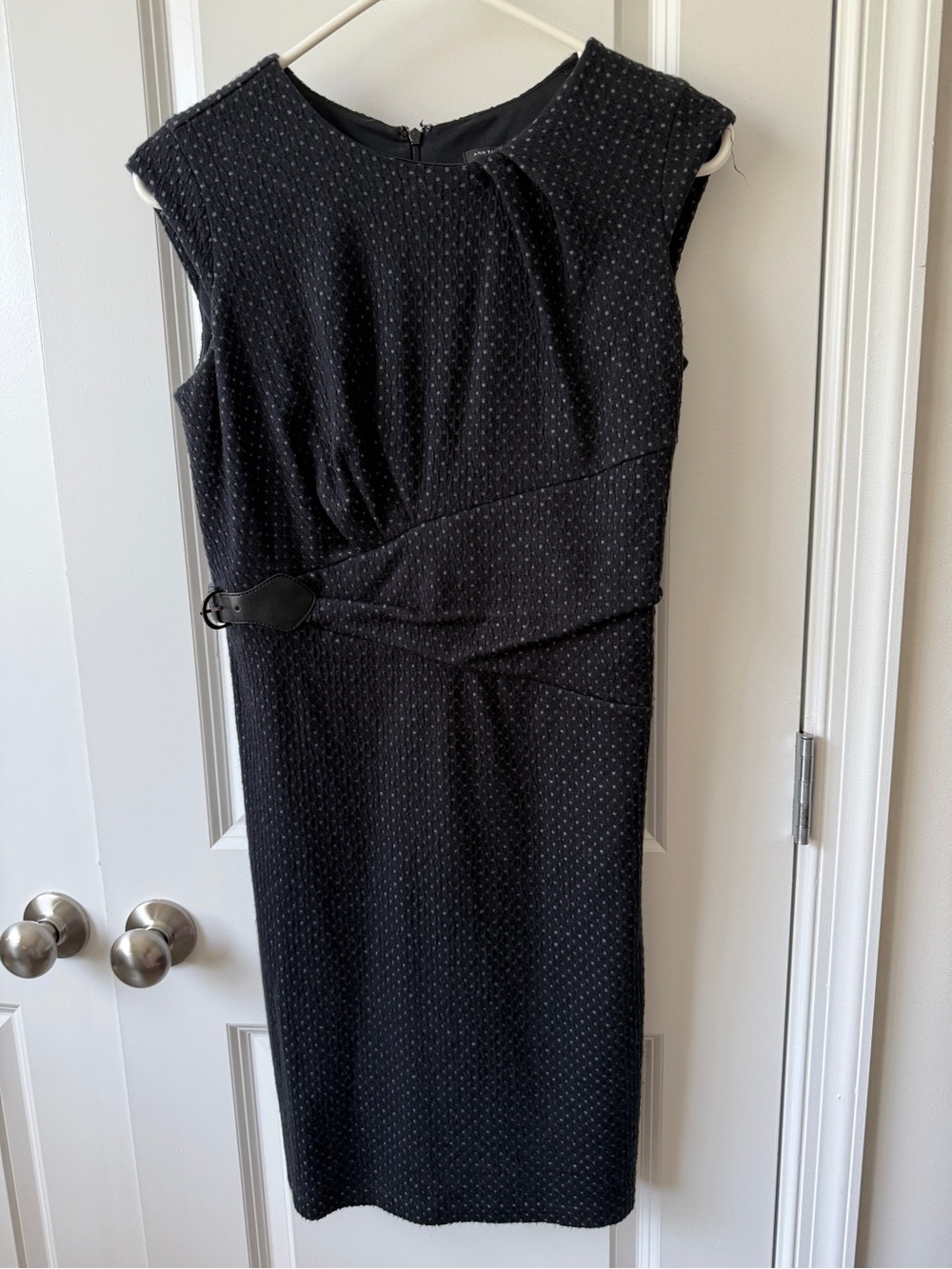 Ann Taylor Black Sheath Dress with Side Buckle Detail